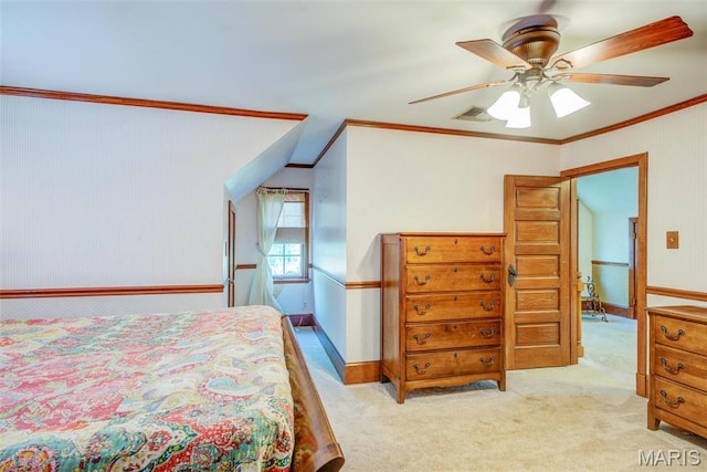 1577 Kehrs Mill Rd, Chesterfield, MO 63005 - carpeted bedroom with ornamental molding and a ceiling fan