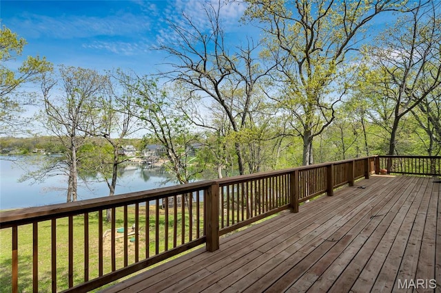 1211 Napoleon Dr, Bonne Terre, MO 63628 - wooden deck featuring a water view and a yard