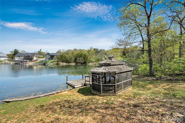 1211 Napoleon Dr, Bonne Terre, MO 63628 - dock area featuring a gazebo and a water view