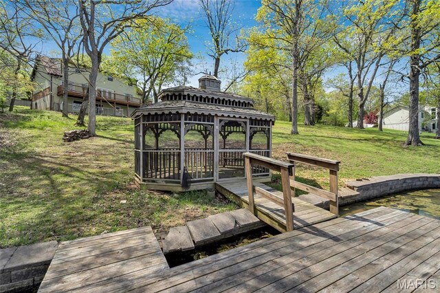 1211 Napoleon Dr, Bonne Terre, MO 63628 - wooden terrace with a gazebo and a yard