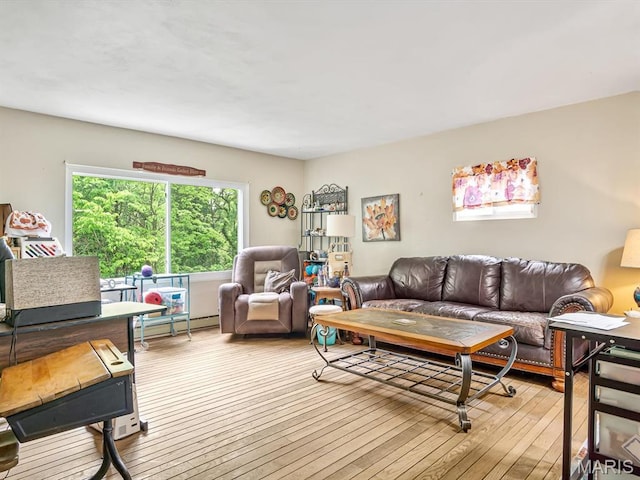 126 Sunset Ave, Collinsville, IL 62234 - living room featuring light wood finished floors and a baseboard radiator