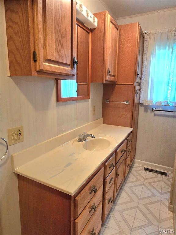 bathroom featuring vanity and baseboards