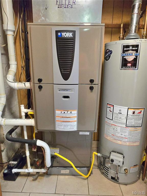 utility room featuring gas water heater