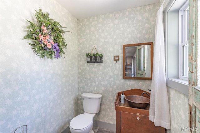 176 Carter 205, Van Buren, MO 63965 - half bath featuring toilet, vanity, and wallpapered walls