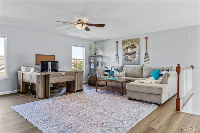 2 Pearview Ct, Saint Peters, MO 63376 - office area with a ceiling fan, wood finished floors, and baseboards