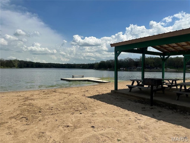6423 Cedar Lake Dr, Bonne Terre, MO 63628 - dock area featuring a water view and a gazebo