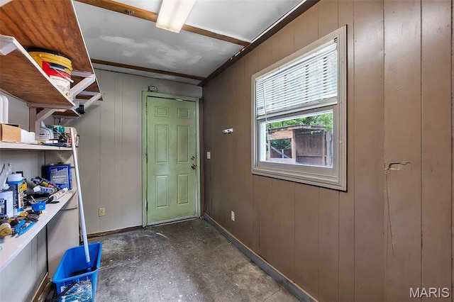 63 N Hanover St, Cape Girardeau, MO 63701 - doorway to outside with concrete flooring and wooden walls