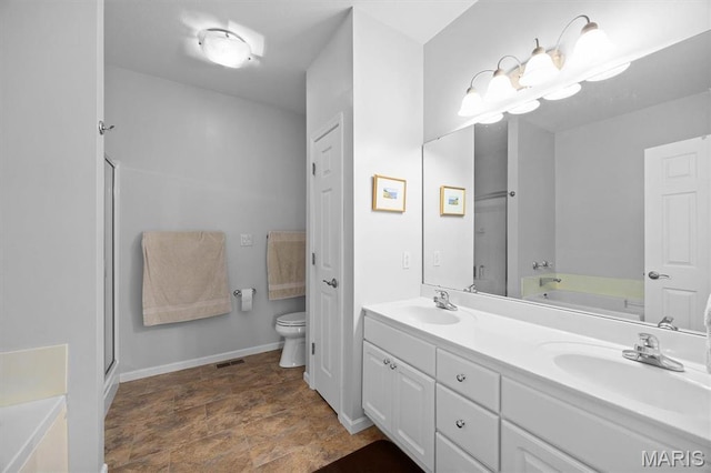1674 Lakepointe Estates Dr, Ofallon, IL 62269 - full bath with a bath, double vanity, stone finish floors, and a stall shower