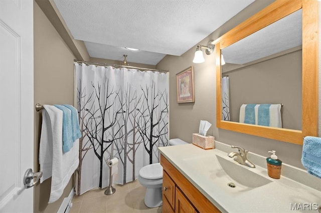 1674 Lakepointe Estates Dr, Ofallon, IL 62269 - full bathroom with vanity, tile patterned floors, a textured ceiling, and a shower with shower curtain