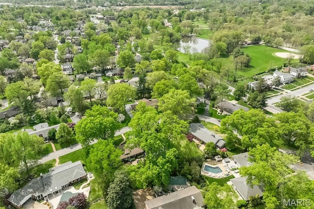 15 York Hills Dr, Saint Louis, MO 63144 - aerial perspective of suburban area featuring a nearby body of water