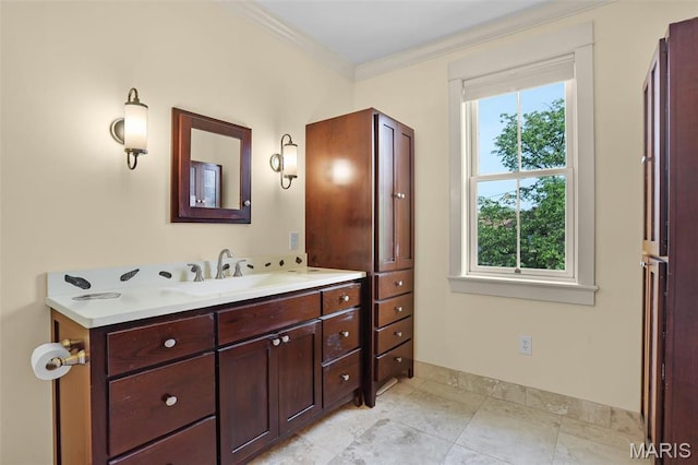 1201 Dolman St, Saint Louis, MO 63104 - bathroom with ornamental molding and vanity