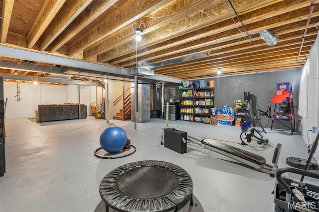 627 Rosetta Dr Unit M1, Florissant, MO 63031 - unfinished below grade area featuring stairs and heating unit