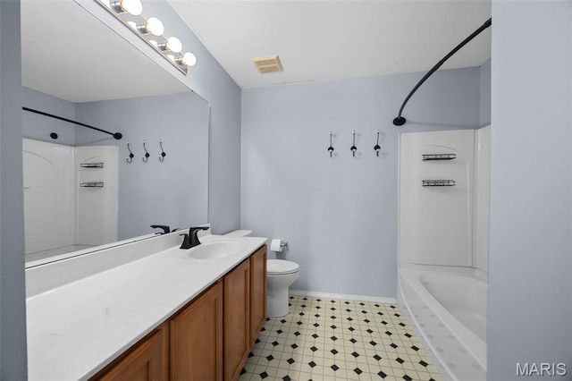416 Briarchase Pl, Lake St Louis, MO 63367 - bathroom with shower / tub combination, toilet, vanity, tile patterned floors, and baseboards