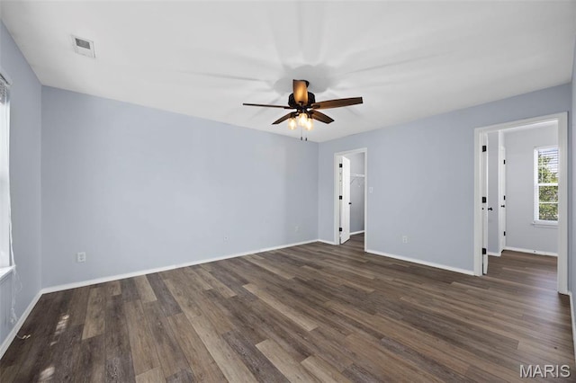 416 Briarchase Pl, Lake St Louis, MO 63367 - empty room featuring ceiling fan, dark wood finished floors, and baseboards