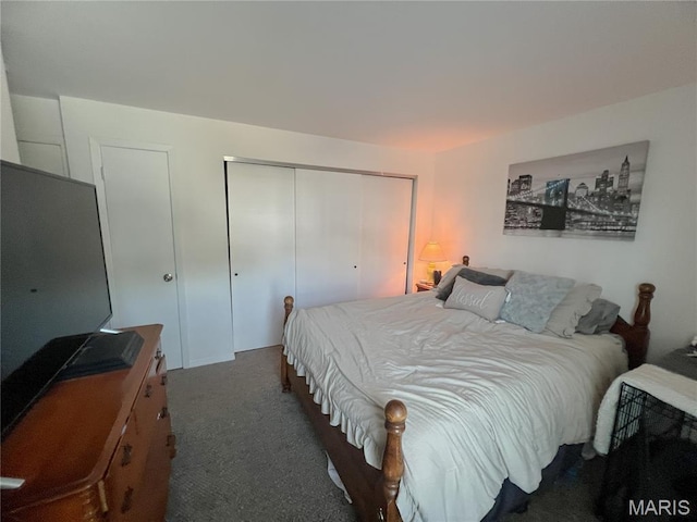 carpeted bedroom with a closet