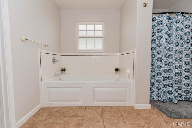 140 Vernon St, Saint Robert, MO 65584 - bathroom with tile patterned floors, a garden tub, and curtained shower