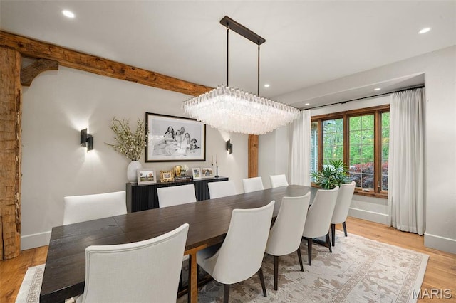544 Quail Ridge Ln, Saint Albans, MO 63073 - dining area with recessed lighting, wood finished floors, baseboards, and a chandelier