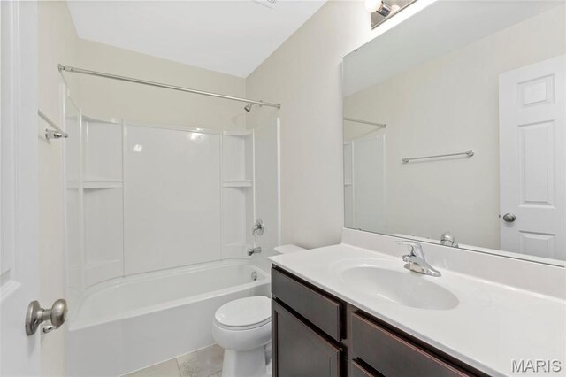 4145 Bear Ridge Dr, House Springs, MO 63051 - full bathroom with toilet, vanity, tub / shower combination, and tile patterned flooring