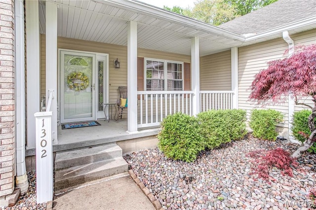 1302 Walnut St, Jerseyville, IL 62052 - entrance to property featuring a porch and roof with shingles
