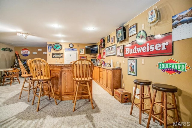 1302 Walnut St, Jerseyville, IL 62052 - indoor wet bar with light carpet and recessed lighting
