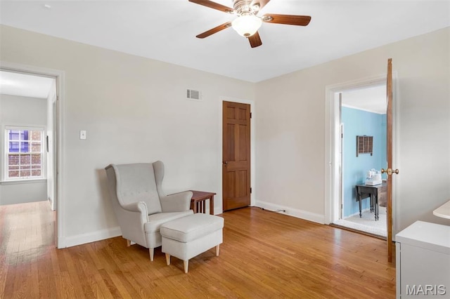7423 Tulane Ave, Saint Louis, MO 63130 - sitting room with ceiling fan and light wood-type flooring