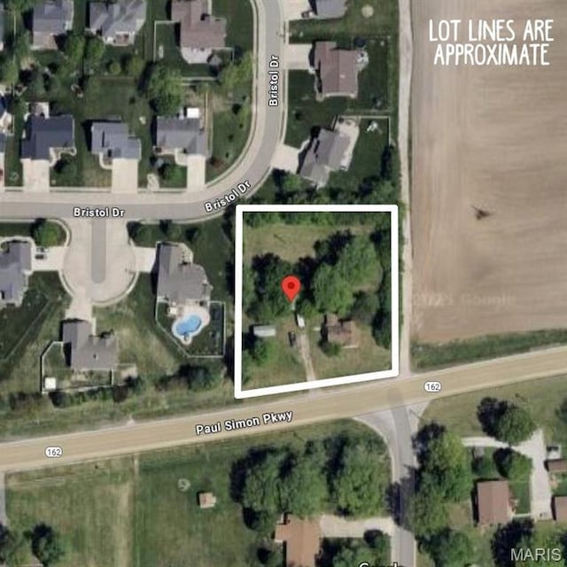 8777 State Route 162, Troy, IL 62294 - aerial view of property's location featuring property boundaries highlighted