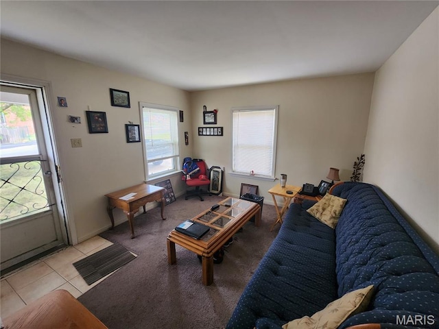 3409 Saint Gregory Ln, Saint Ann, MO 63074 - living area featuring plenty of natural light, tile patterned floors, and carpet flooring