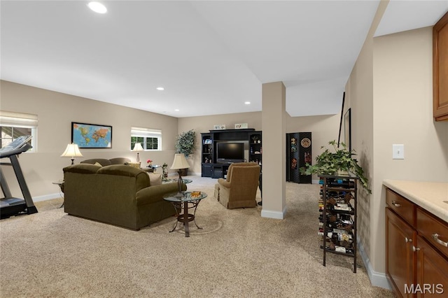 341 Brunhaven Ct, Chesterfield, MO 63017 - living room with light colored carpet and recessed lighting