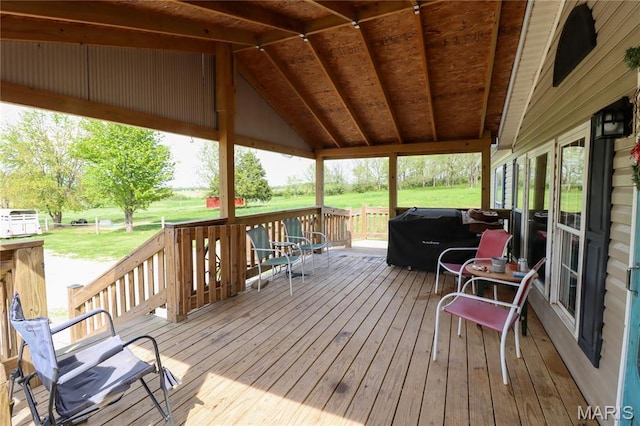 deck with a yard