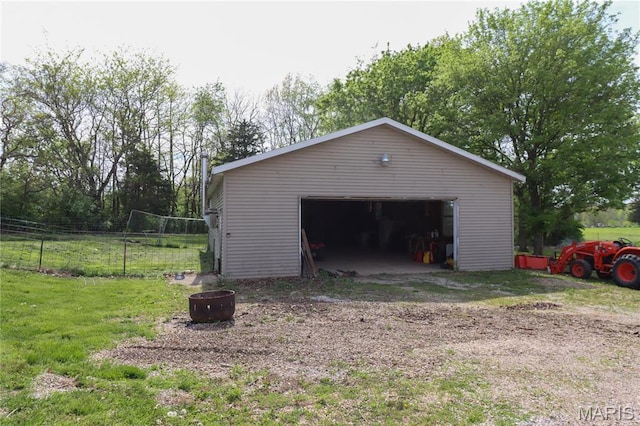 view of detached garage