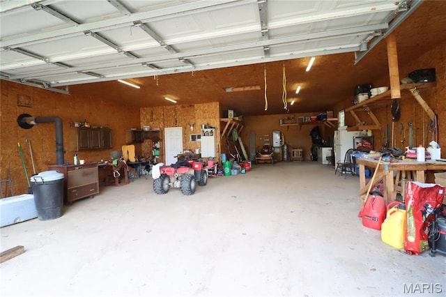 garage featuring a workshop area