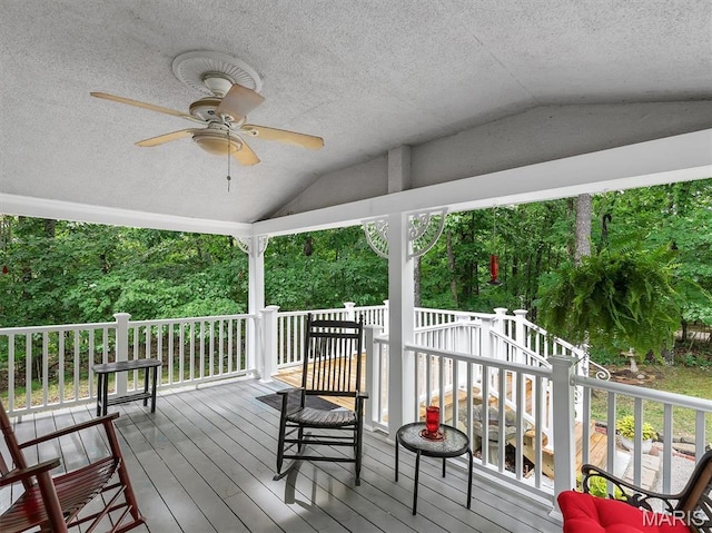3870 Wilkinson Rd, De Soto, MO 63020 - wooden deck featuring a ceiling fan