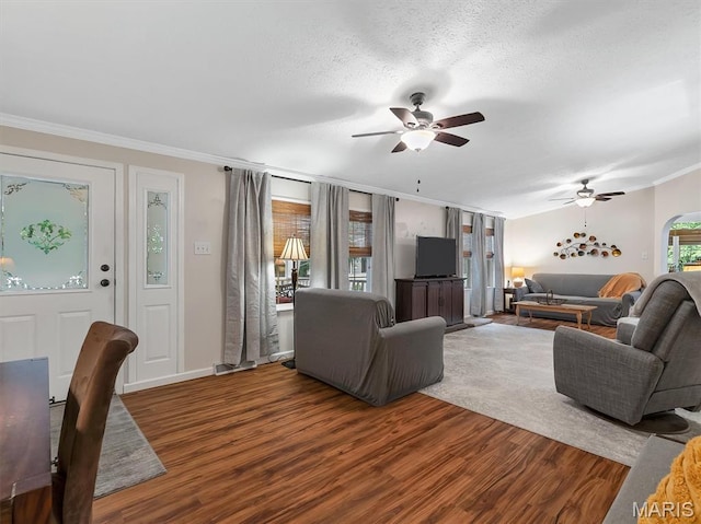 3870 Wilkinson Rd, De Soto, MO 63020 - living room with ceiling fan, crown molding, and wood finished floors