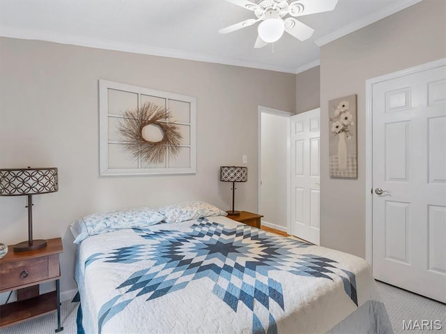 3870 Wilkinson Rd, De Soto, MO 63020 - bedroom featuring ornamental molding and ceiling fan