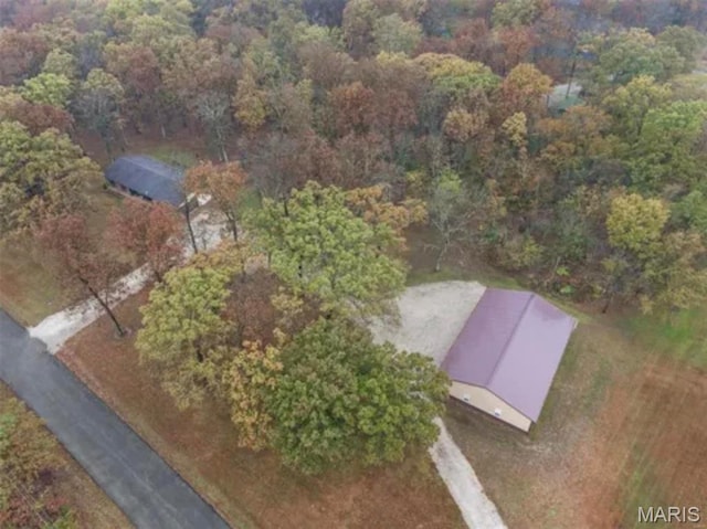 view of property location featuring a heavily wooded area