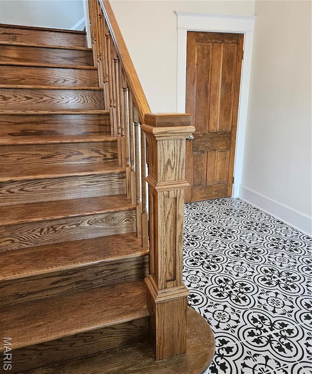 stairs with baseboards