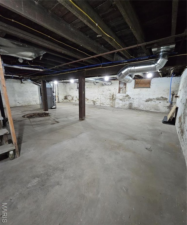 view of unfinished below grade area