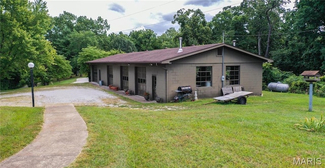 1500 Gravois Rd, High Ridge, MO 63049 - view of front of property with a front lawn and concrete block siding