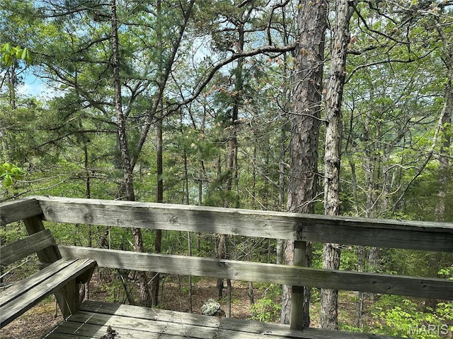 182 Ozark Dr, Ironton, MO 63650 - wooden terrace with a view of trees
