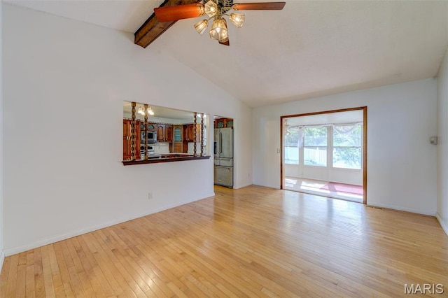 24 Shaw Ct, Cottleville Township, MO 63304 - unfurnished living room featuring light wood-type flooring, ceiling fan, baseboards, and a chandelier