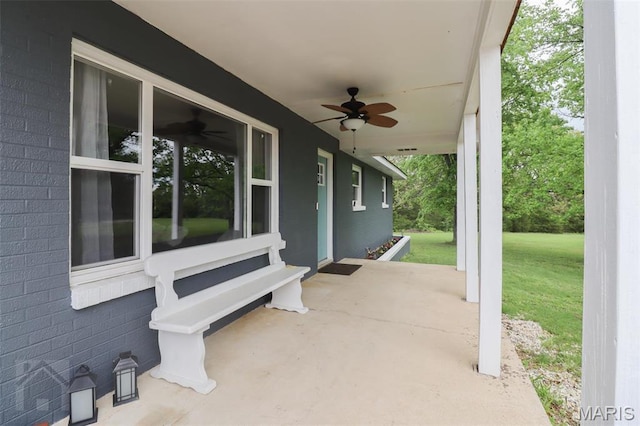 view of patio / terrace with ceiling fan
