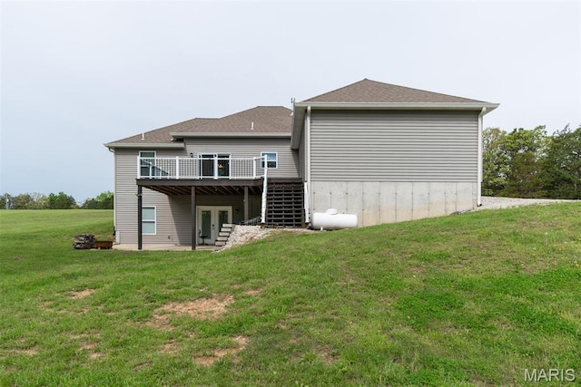 5814 Calvey Creek Rd, Robertsville, MO 63072 - back of house with a deck, a yard, and french doors