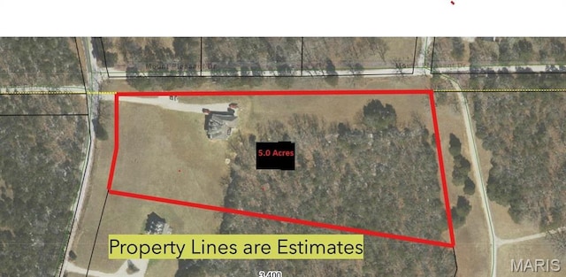 5814 Calvey Creek Rd, Robertsville, MO 63072 - map / location with property boundaries highlighted