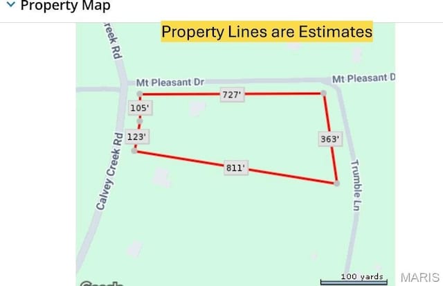 5814 Calvey Creek Rd, Robertsville, MO 63072 - map / location of property area