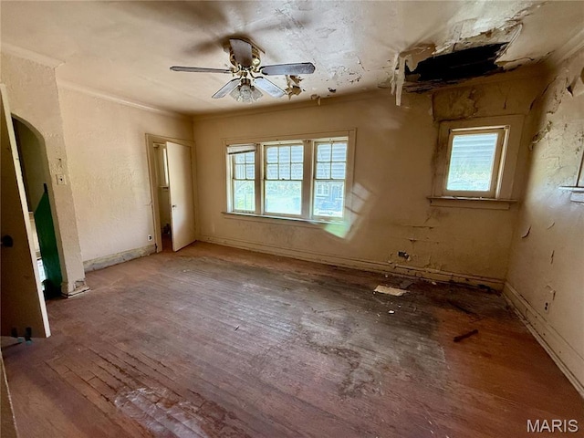 5723 Labadie Ave, Saint Louis, MO 63120 - spare room featuring plenty of natural light, ceiling fan, and wood finished floors