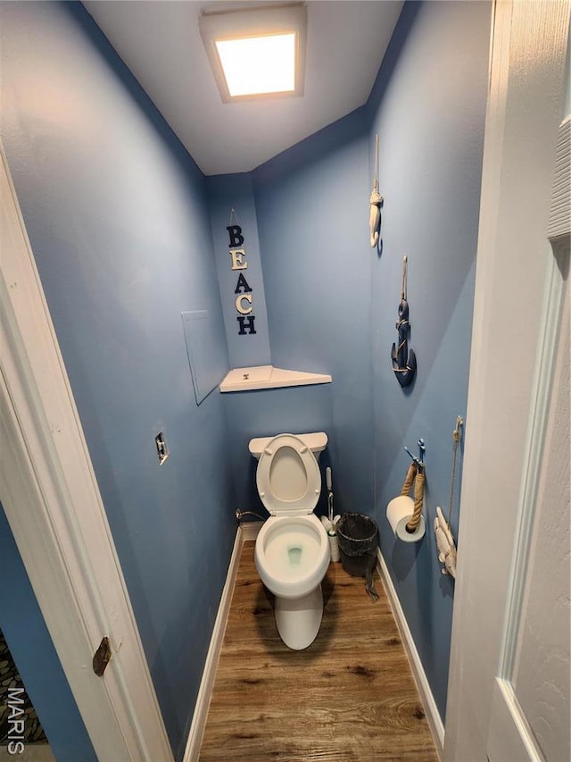 91 N Chantilly Rd, Winfield, MO 63389 - bathroom with wood finished floors, toilet, and baseboards