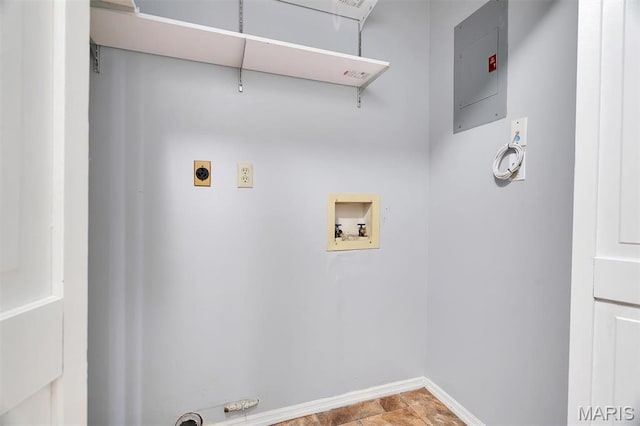 1316 Holgate Dr Unit G5, Ballwin, MO 63021 - laundry room with hookup for a washing machine, electric panel, baseboards, attic access, and hookup for an electric dryer