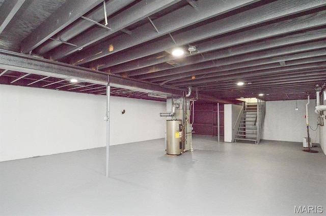 19 Ruth Ann Dr, Godfrey, IL 62035 - basement with electric water heater and stairway