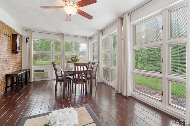 12935 Topping Estates Dr, Town And Country, MO 63131 - sunroom featuring wood finished floors and a wall mounted AC
