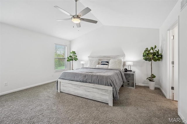 1007 Crows Nest Ct, Caseyville, IL 62232 - bedroom featuring vaulted ceiling, carpet, baseboards, and ceiling fan